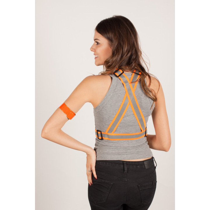 Rubber reflective braces for adults - orange