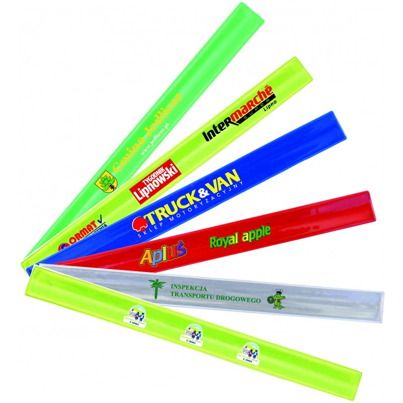 100 szt. z nadrukiem kolorowym  - Samozaciskowa opaska odblaskowa