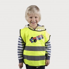 Cветоотражающий детский жилет YoYo-K203 KID, с нанесённой печатью "Aвтомобиль"