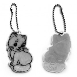 Soft reflective pendant - silver cat