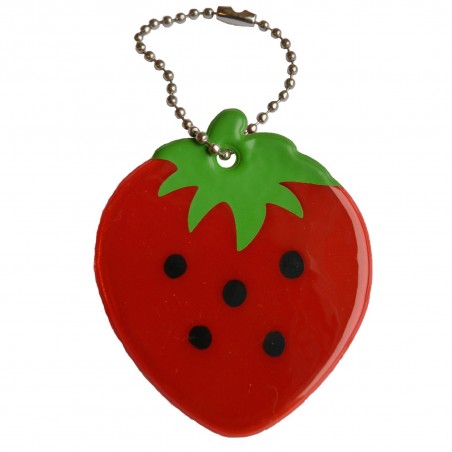Soft reflector on chain / snap hook – strawberry