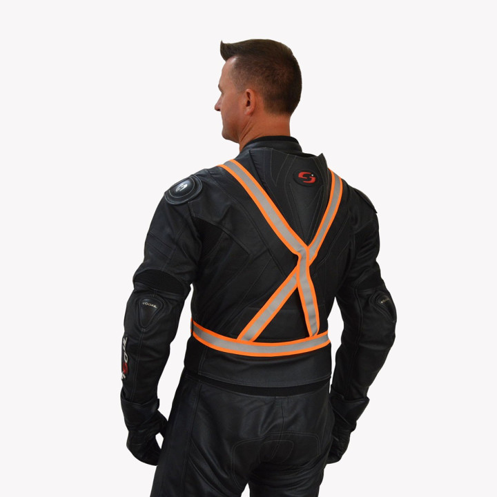 Rubber reflective braces for adults - orange