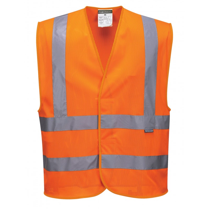 C470 warning vest with vertical and horizontal straps, yellow