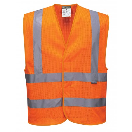 C470 warning vest with vertical and horizontal straps, yellow