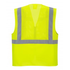 Kamizelka ostrzegawcza z taśmą poziomą i pionową CE C472 żółta