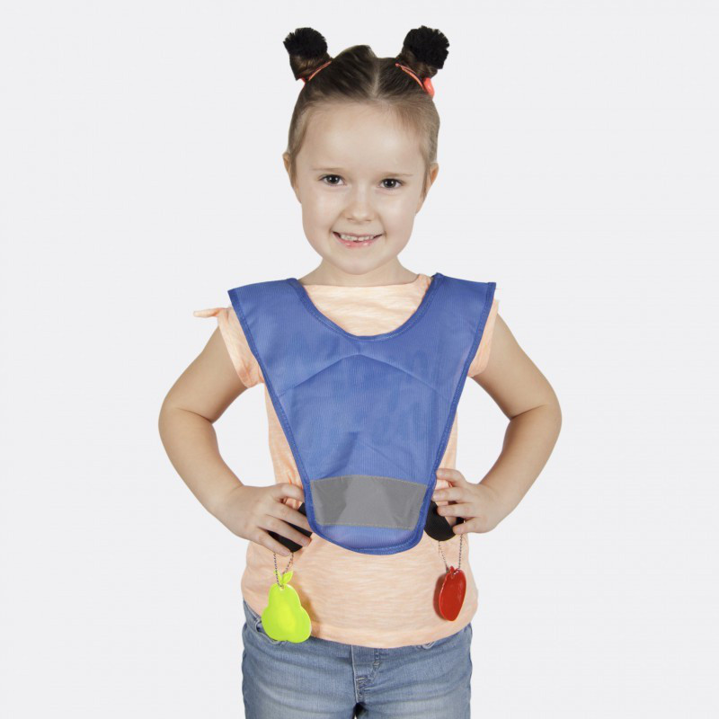 Светоотражающая детская накидка, с резинками по бокам (голубая)